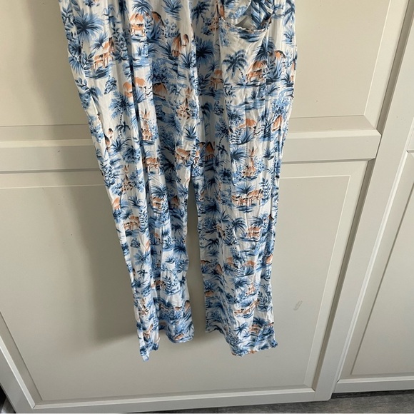 NWT Faherty Lelia blue white tropical print jumpsuit nwot 30556 - Picture 9 of 14